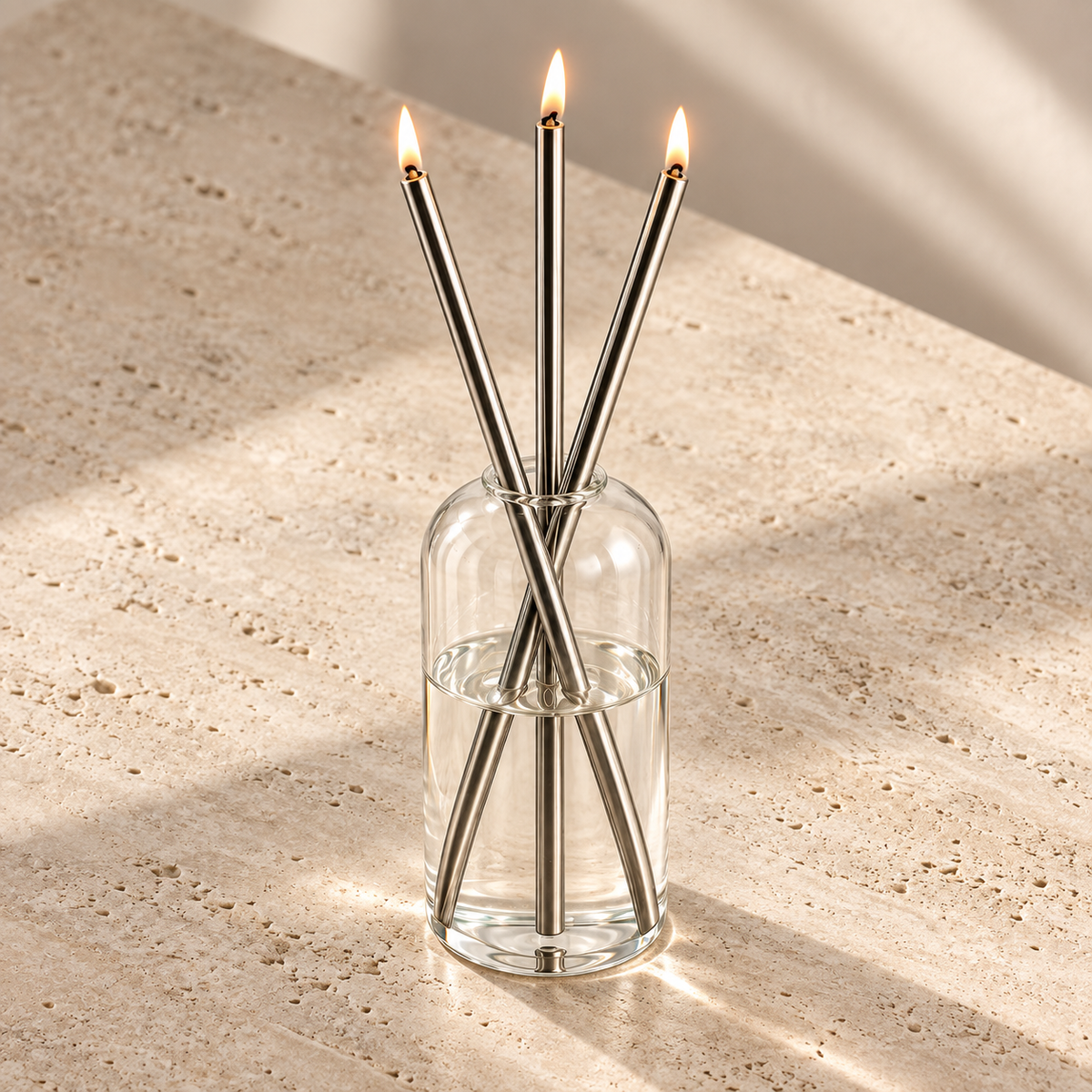 BIRTA Endless Candle Set — Steel overhead [finish:Steel]